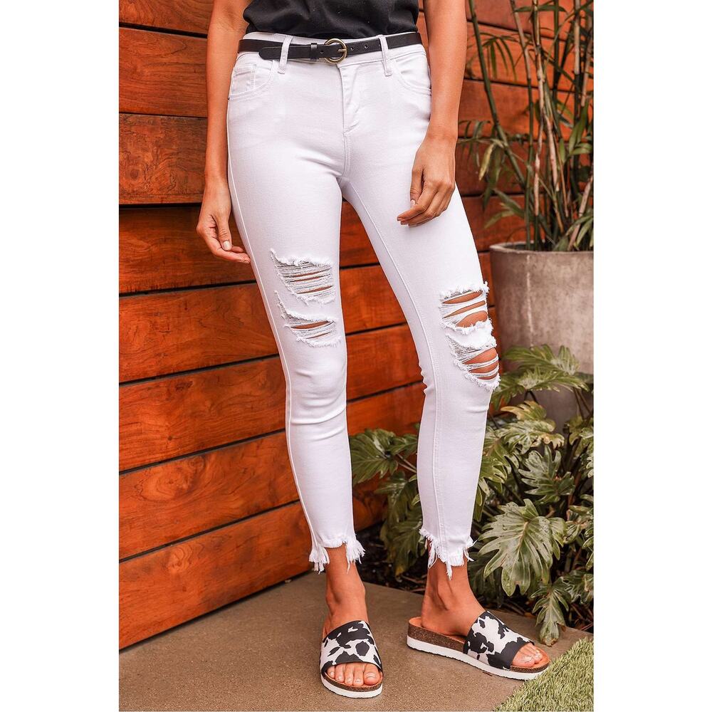 Lulus Amelia Distressed Denim High Rise Skinny Jeans - 26 White